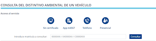 IMagen de la DGT donde añadir tu matrícula para consultar qué etiqueta medioambiental tiene tu coche